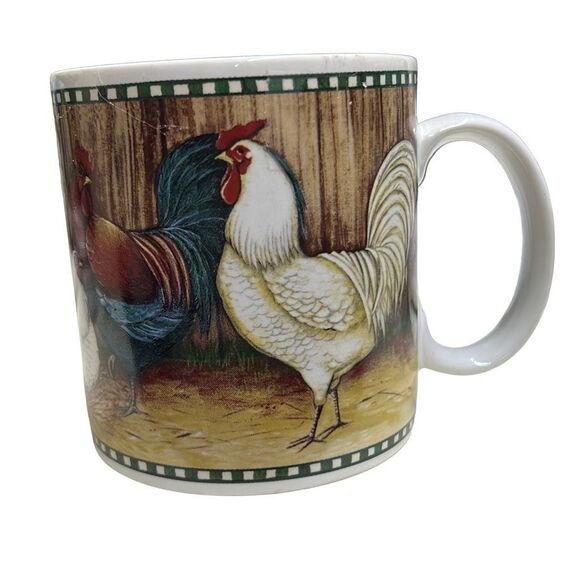 Sakura Oneida David Brown Collection On The Farm Rooster Chickens Coffee Mug - Picture 4 of 5